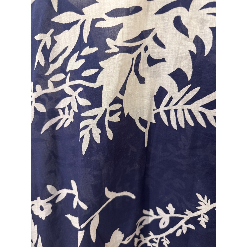 Soft Surroundings Navy‎ White Floral Beaded Cotton Tunic Top 2FT36 Mens Medium - Picture 7 of 7